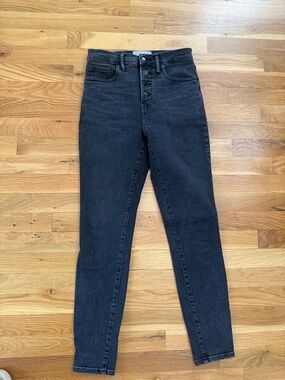 Everlane High-Rise Button-Fly Jeans in Black Wash